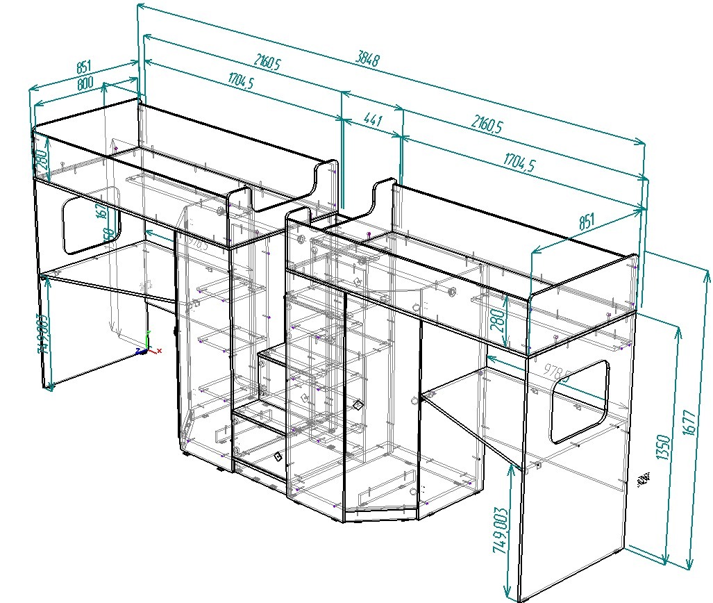 Каталог Нестандарт Двухъярусная кровать Л-ВВ604-604 80х170 от магазина ПолКомода.РУ