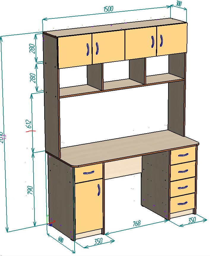 Каталог Нестандарт Стол письменный 1500х600х790 от магазина ПолКомода.РУ