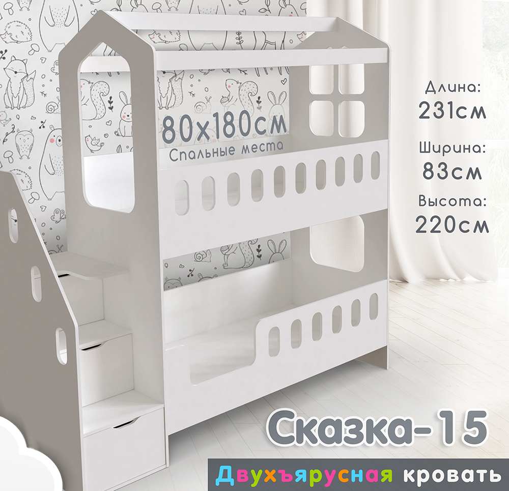 Каталог Двухъярусная кровать Сказка-15 от магазина ПолКомода.РУ