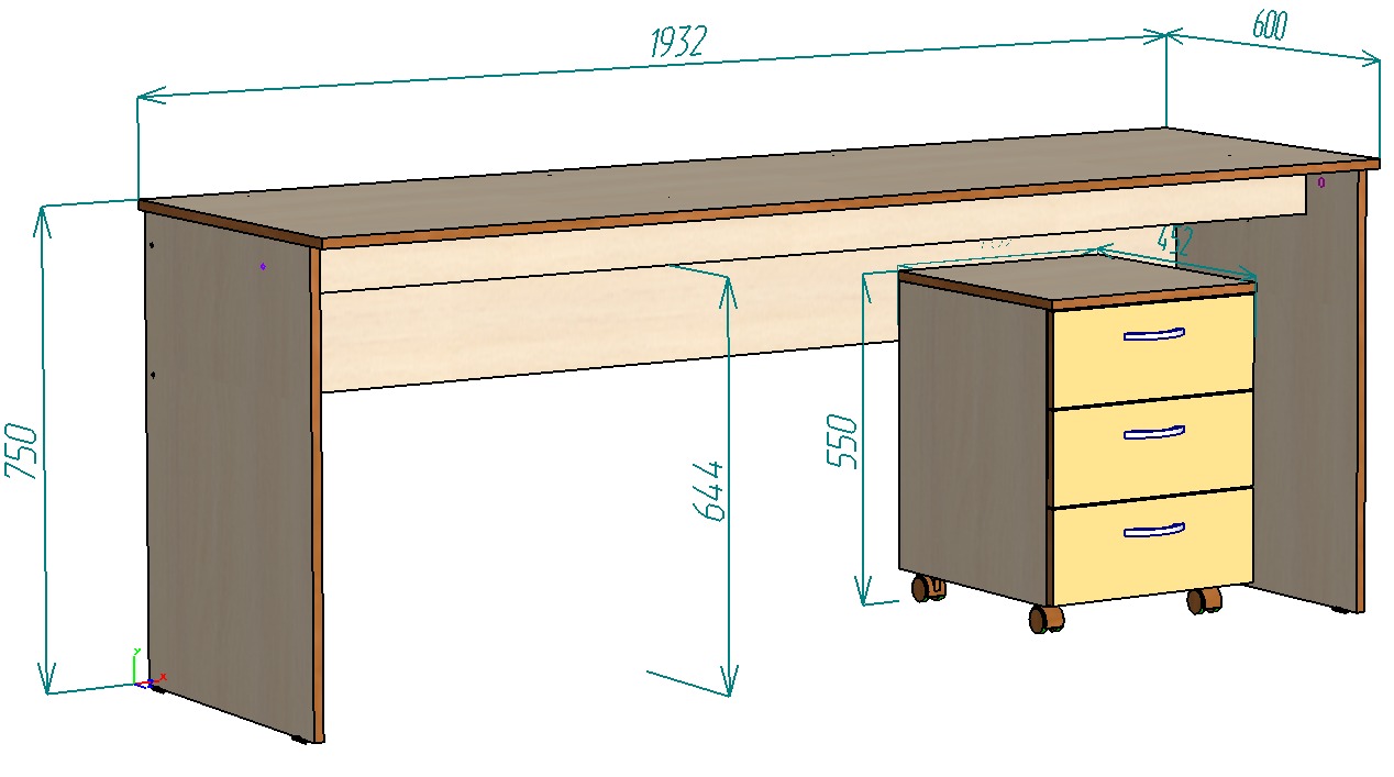 Каталог Нестандарт Стол письменный с тумбой от магазина ПолКомода.РУ