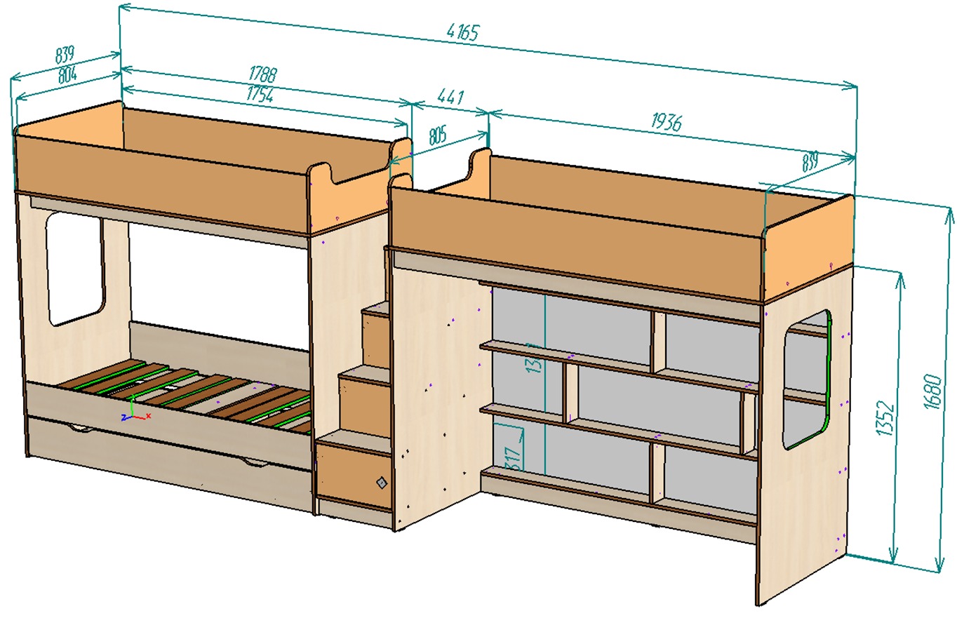Каталог Нестандарт Л-C602 80х190 + Л-Д602.3 175х80 + Ящик Л 14 175 от магазина ПолКомода.РУ