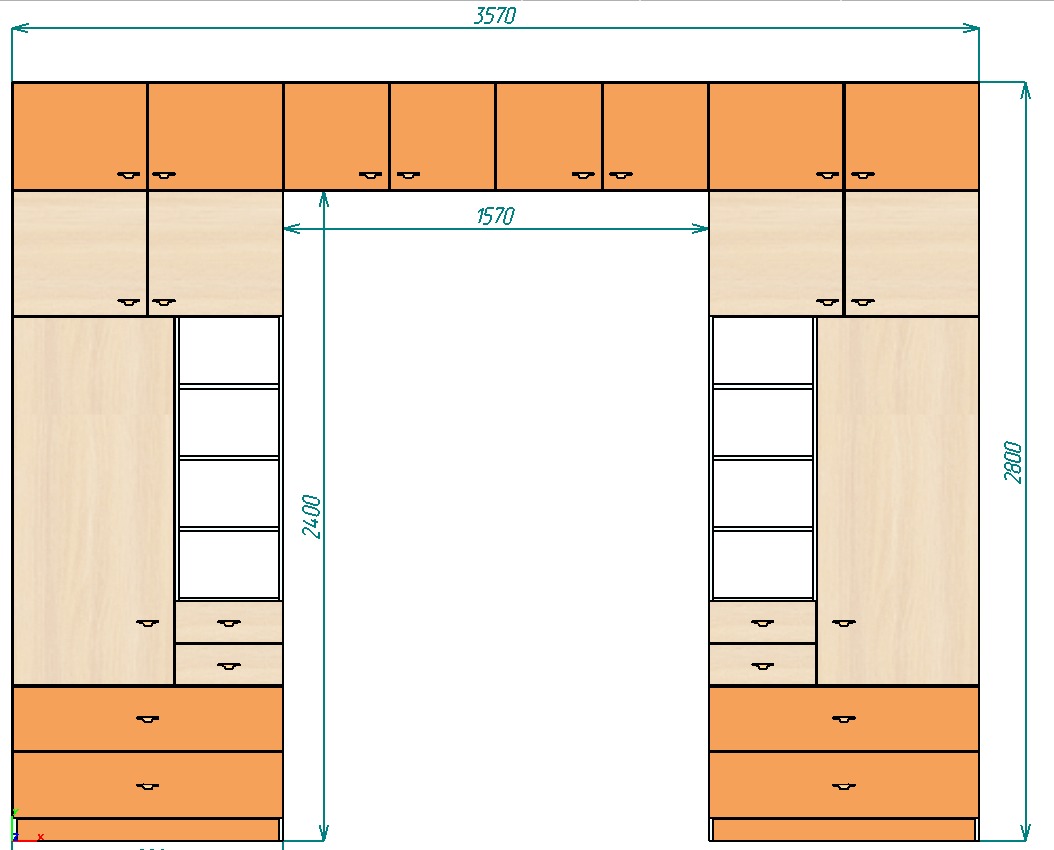 Каталог Нестандарт стенка КИВи 3570 от магазина ПолКомода.РУ