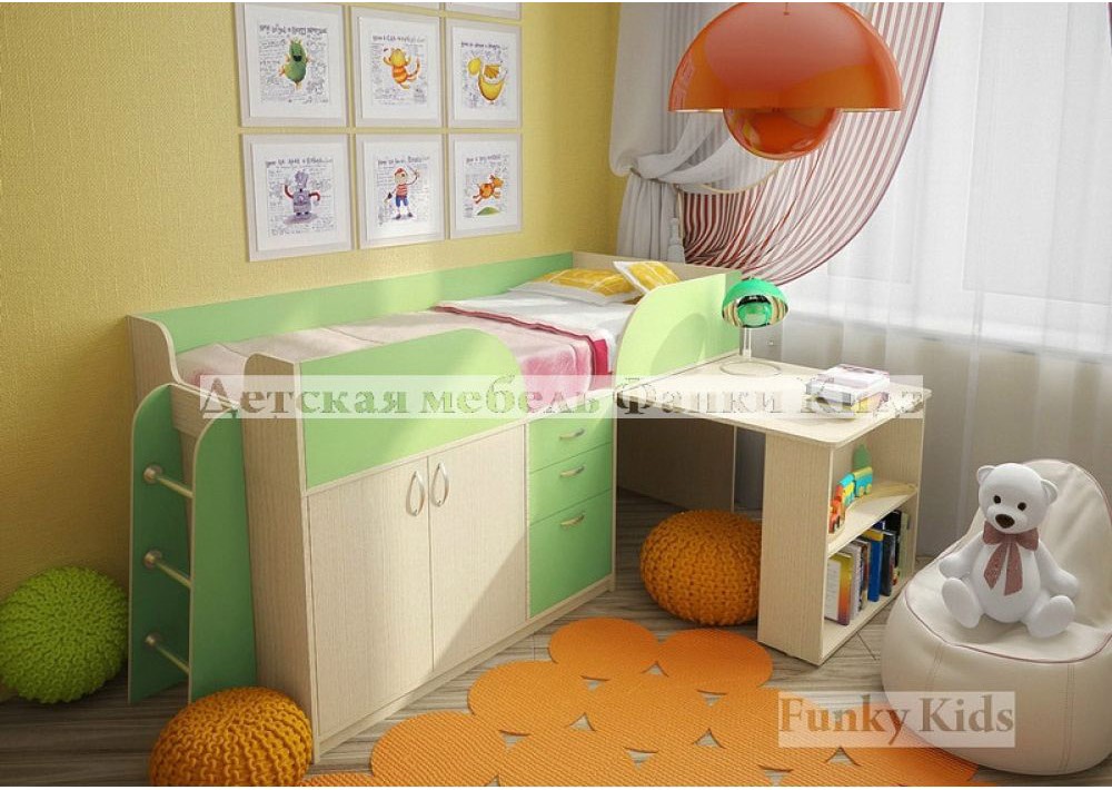Каталог Кровать детская с выдвижным столом Фанки Кидз 10 СВ от магазина ПолКомода.РУ