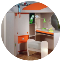 Каталог Детская МДК 4.4.3 Л, П (дуб белфорд/синий/эвкалипт/оранжевый). Цветные МДФ детали. от магазина ПолКомода.РУ