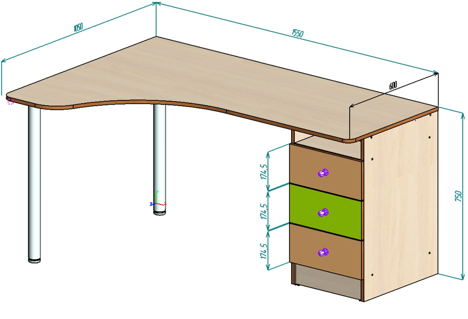 Каталог Нестандарт Стол угловой Выше Радуги 155х105 от магазина ПолКомода.РУ