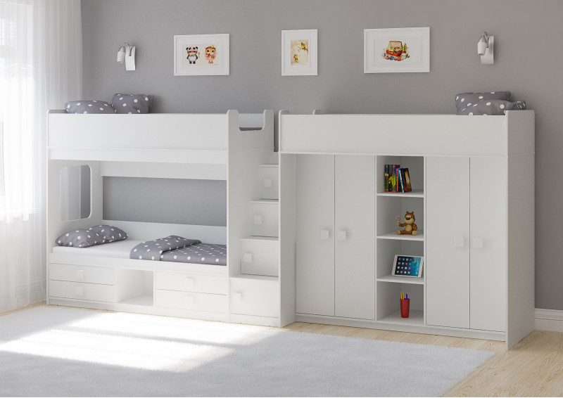 Каталог Трехъярусная кровать Л-ДЕ606-602 от магазина ПолКомода.РУ