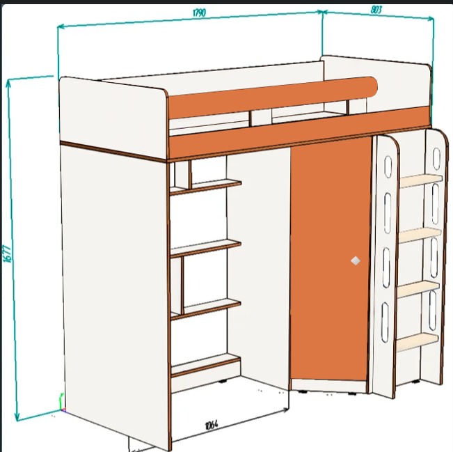 Каталог Нестандарт Кровать чердак Л-В601.2  от магазина ПолКомода.РУ