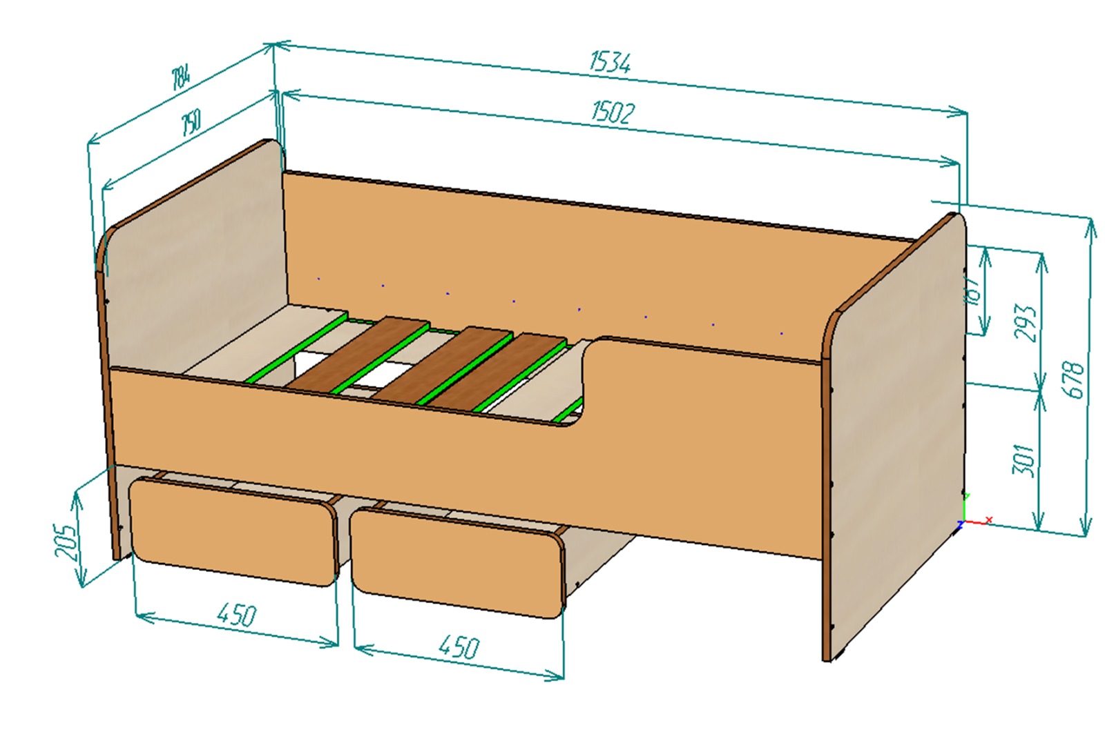 Каталог Нестандарт Детская кровать Л-40 75х150 от магазина ПолКомода.РУ