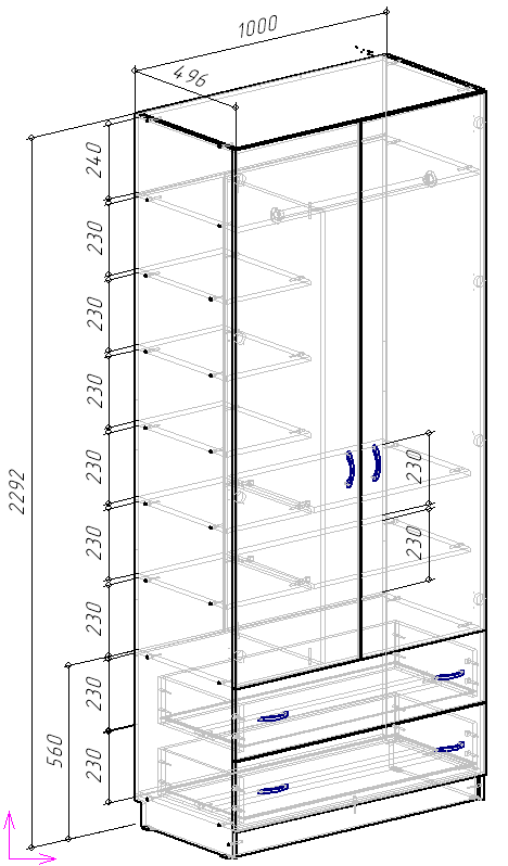 Каталог Нестандарт Шкаф 2-х створчатый Кадет от магазина ПолКомода.РУ