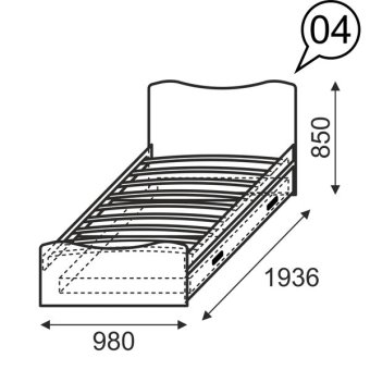Кровать мод.4 Принцесса с ящиком - 15907