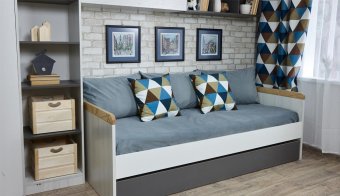 Кровать малая с дополнительным спальным местом «Ньютон Грэй» - 0