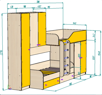 Нестандарт Двухъярусная кровать Лео 940 - 74500