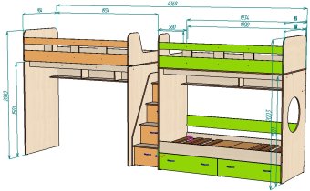 Нестандарт Юта + Юниор 1 спальные места 190х90  - 72000
