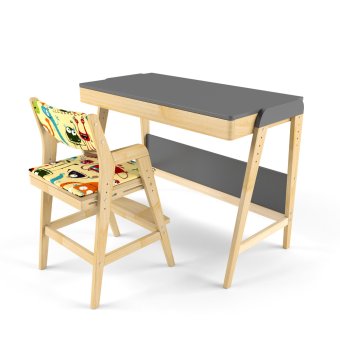 Парта трансформер и растущий стул с чехлом клетка - 0
