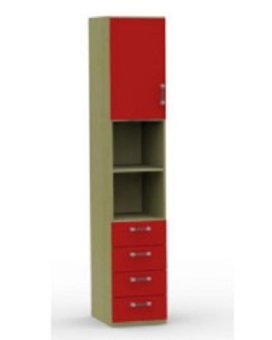 Шкаф одностворчатый (4 ящика, 2 ниши, 1 дверь) Карамель - 17865