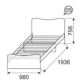 Кровать 900 мод.5 Принцесса без ящиков - 15011