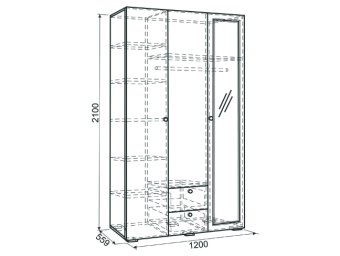Шкаф трехстворчатый с зеркалом Гламур - 48584