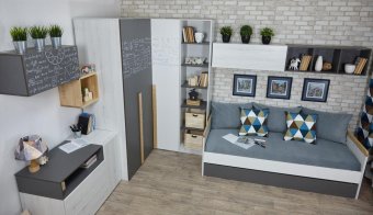 Кровать малая с дополнительным спальным местом «Ньютон Грэй» - 0