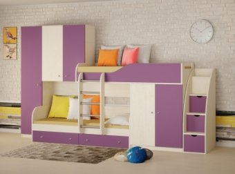 Двухъярусная кровать Лео с лестницей комодом - 53930