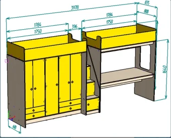  Нестандарт Двухъярусная кровать Л-CE606-604 75*175 - 74725