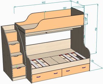 Нестандарт Дуэт-15 с лестницей-комодом - 45720