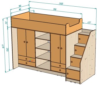 Нестандарт Кровать чердак Л-Е604.3 - 55200