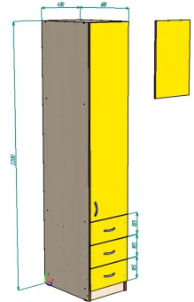  Нестандарт Пенал закрытый КИВи 40*60*220 - 23375