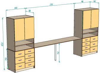 Детская стенка с удлиненным столом 4050х1850 - 48000