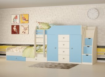 Кровать двухъярусная Астра 6 с лестницей комодом - 46200