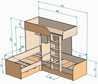 Нестандарт Трио с укороченной лестницей - 46200