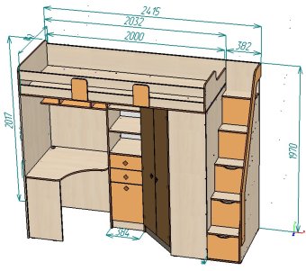 Нестандарт Кровать чердак Мийа А - 58000