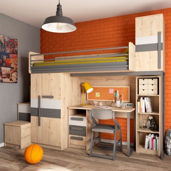 Кровать-чердак «Лофт» со столом и шкафом - 0