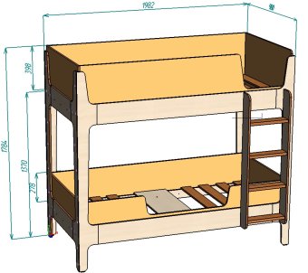 Нестандарт Кровать двухъярусная Лотос 90х190 - 27570
