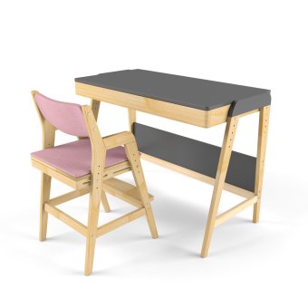 Парта трансформер и растущий стул с чехлом клетка - 0