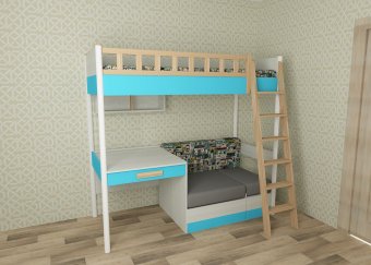 Кровать чердак Феникс с массивом - 0