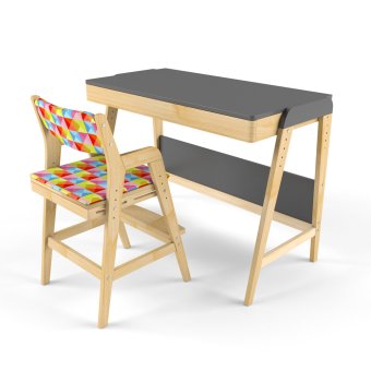 Парта трансформер и растущий стул с чехлом клетка - 0