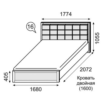 Кровать двойная 1600 мод.16 Аргентина с подъемным механизмом - 26787
