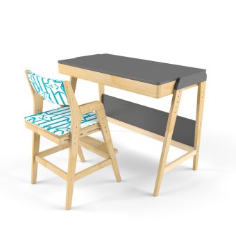Парта трансформер и растущий стул с чехлом клетка - 0