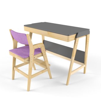 Парта трансформер и растущий стул с чехлом клетка - 0