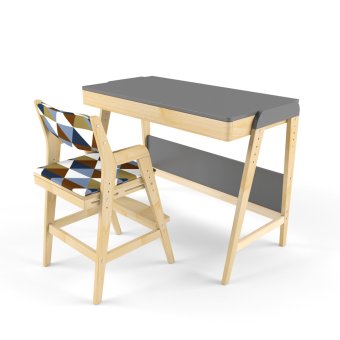 Парта трансформер и растущий стул с чехлом клетка - 0