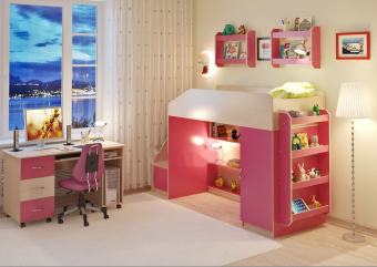Кровать чердак Л-11.4 с полками - 40030