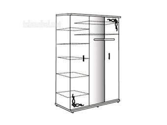 Орхидея модуль 07 Шкаф 3-дв для одежды с зеркалом - 17406