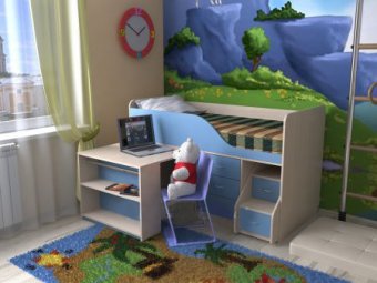 Кровать-чердак "Кузя 5" мини без лестницы - 16220