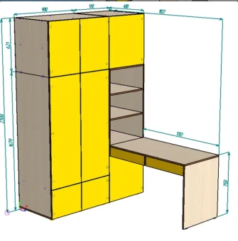 Нестандарт Стол письменный со стеллажом и шкафом 1822*2300 - 72420
