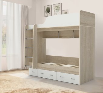 Двухъярусная кровать Дуэт-14 с металлической лестницей - 27300