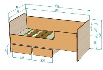 Нестандарт Детская кровать Л-40 75х150 - 15500