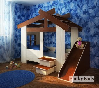 Кровать Домик Фанки Кидз 13/64 СВ + горка 13/18СВ - 30820