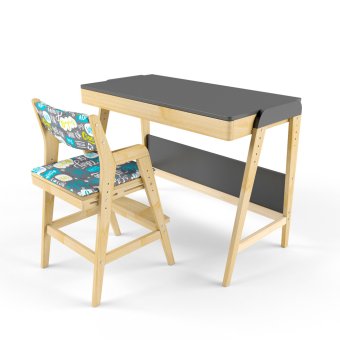 Парта трансформер и растущий стул с чехлом клетка - 0