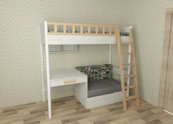 Кровать чердак Феникс с массивом - 0