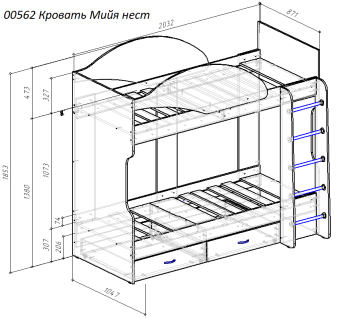 Нестандарт Кровать двухъярусная Мийа - 28560